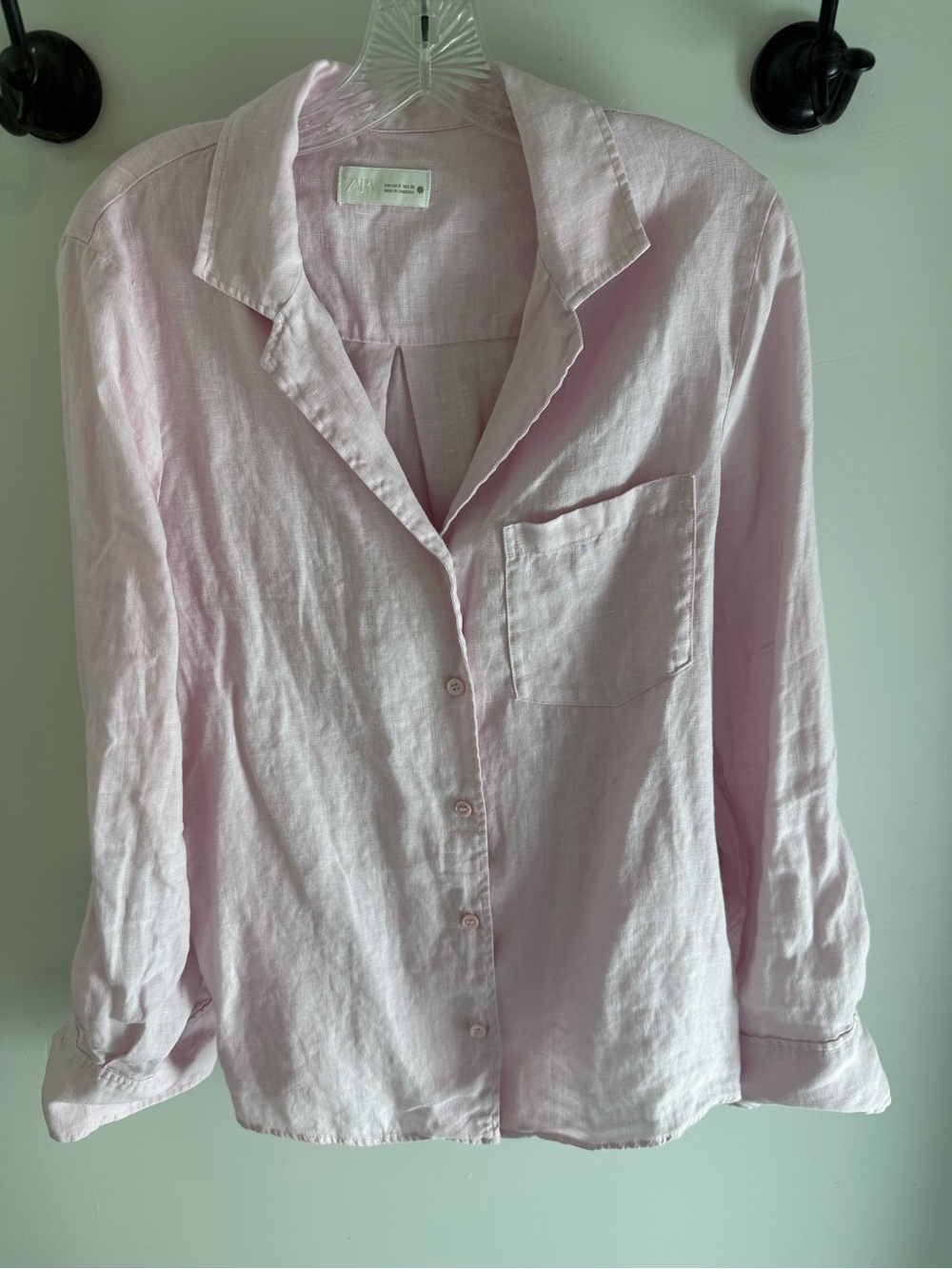 Zara Light Pink Linen Button-Up Shirt